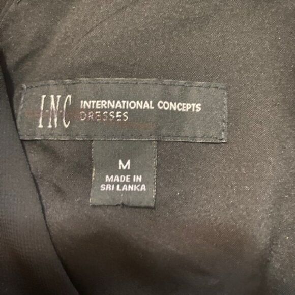 INC International Concepts Black V-Neck front back, sheer sleeves, size M - Picture 5 of 5